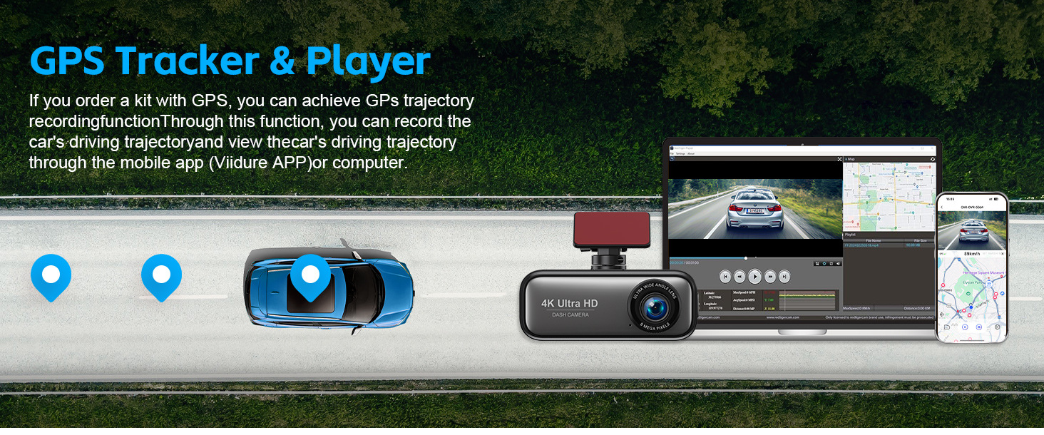 4K Ultra-High Definition Dual-Recording Dash Cam with Wifi, Mobile Phone Connectivity, Gps Tracking, and Parking Monitoring