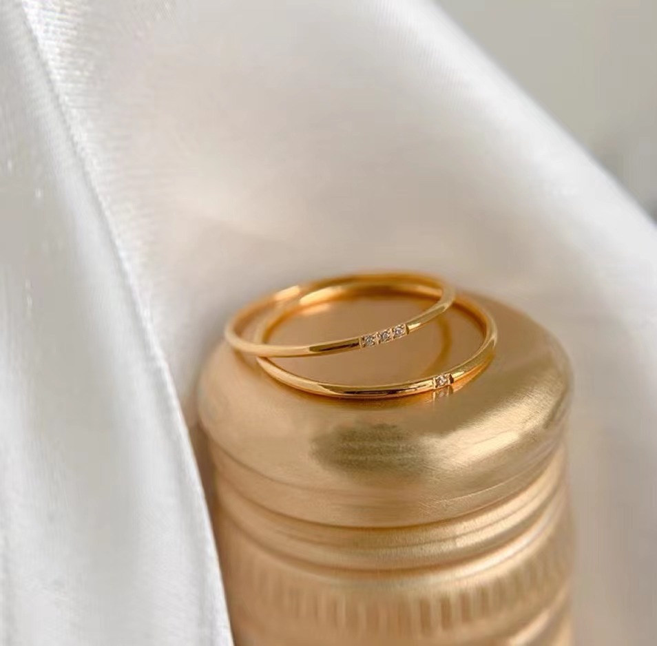 Japanese and Korean Simple Ultra-Fine Ring with Diamonds for Women Ins Cold Niche Design Titanium Steel Index Finger Tail Ring Fashionable Jewelry