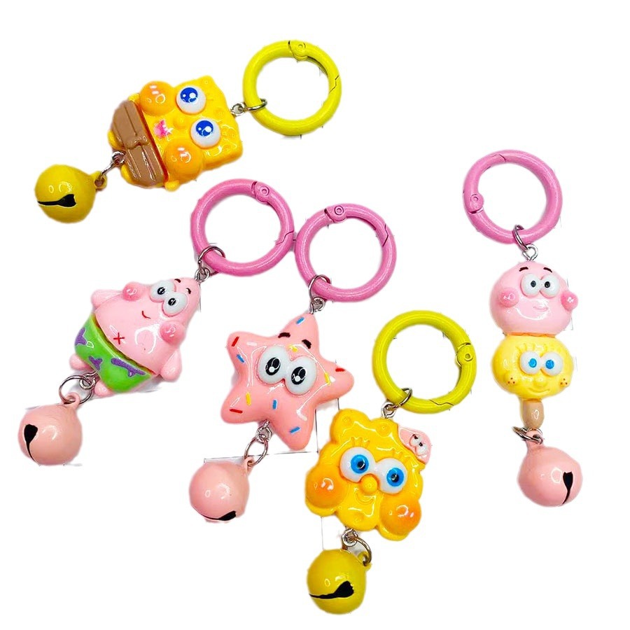 Bob Esponja, campanas de anillo, bolsos, bolsos, colgantes, regalos, colgantes de chicas