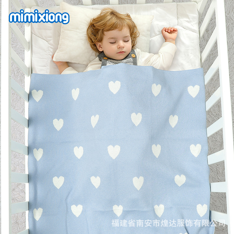 Ins venta caliente transfronteriza nueva manta de punto para bebés y niños pequeños de amor de algodón, manta de aire acondicionado para bebés, alfombra de juego