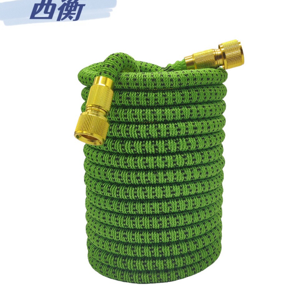 Water Pipe 3 Times Telescopic Water Pipe Garden Watering Flowers and Vegetables Magic Hose High Pressure Car Wash Water Pipe Water Gun Green and Black