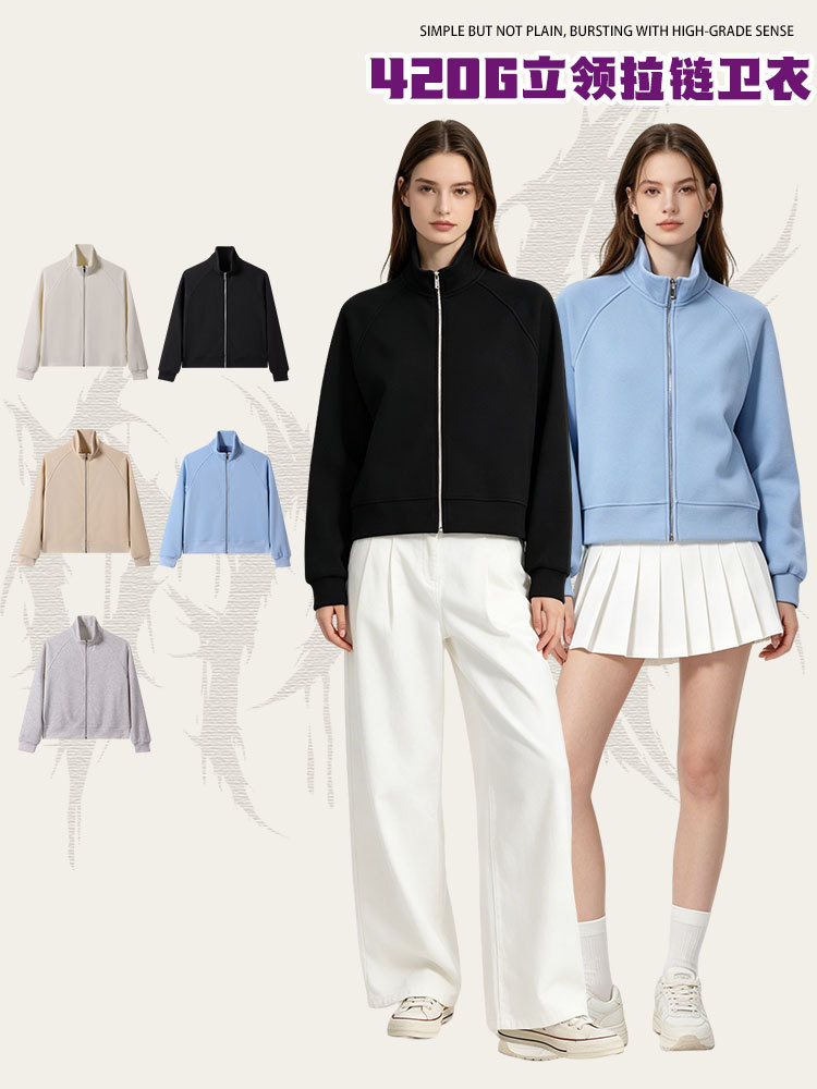 Otoño y invierno pesado 420g algodón isla de color sólido con cremallera de cuello corto chaqueta de moda de mujer con camisa suelta cálida de lana
