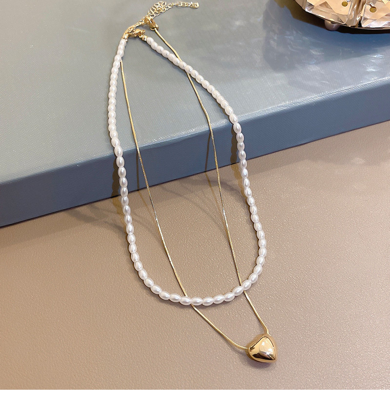 Simple Style Heart Shape Copper Plating Layered Necklaces 1 Piece