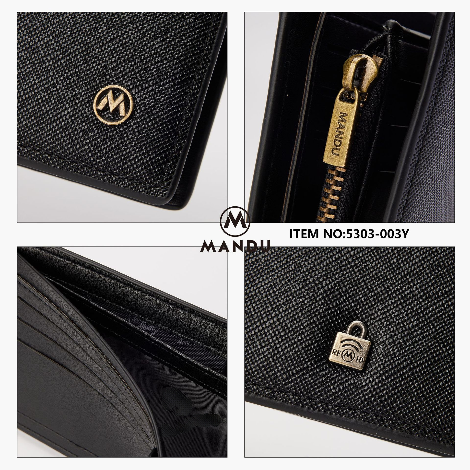 MANDU Diffuse Casual Men's Wallet Fashion Saffiano RFID Card Bag Multi-function Large Capacity Coin Purse Men_voghion.com