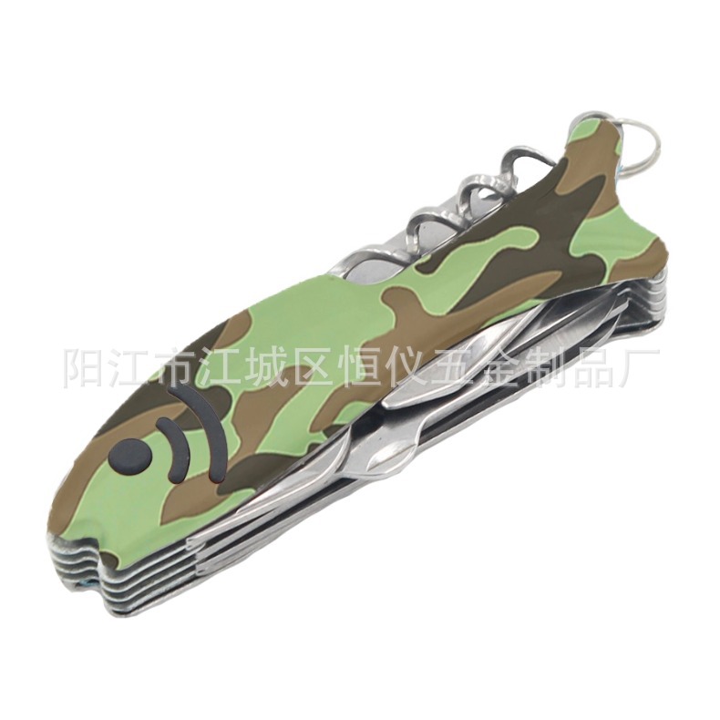 迷彩11开造型礼品小刀 不锈钢野营户外折叠小刀 11开小刀