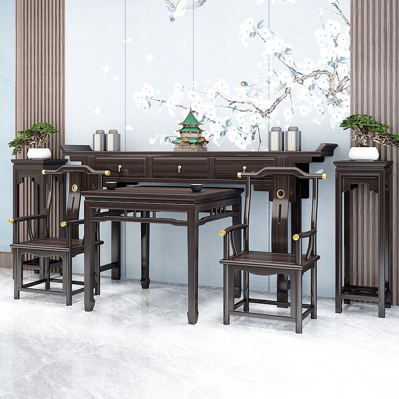 New Chinese-Style Solid Wood Six-Piece Altar Set for Rural Home Use, Simple Shrine for Worshiping Buddha, Upturned Table, Entrance Cabinet