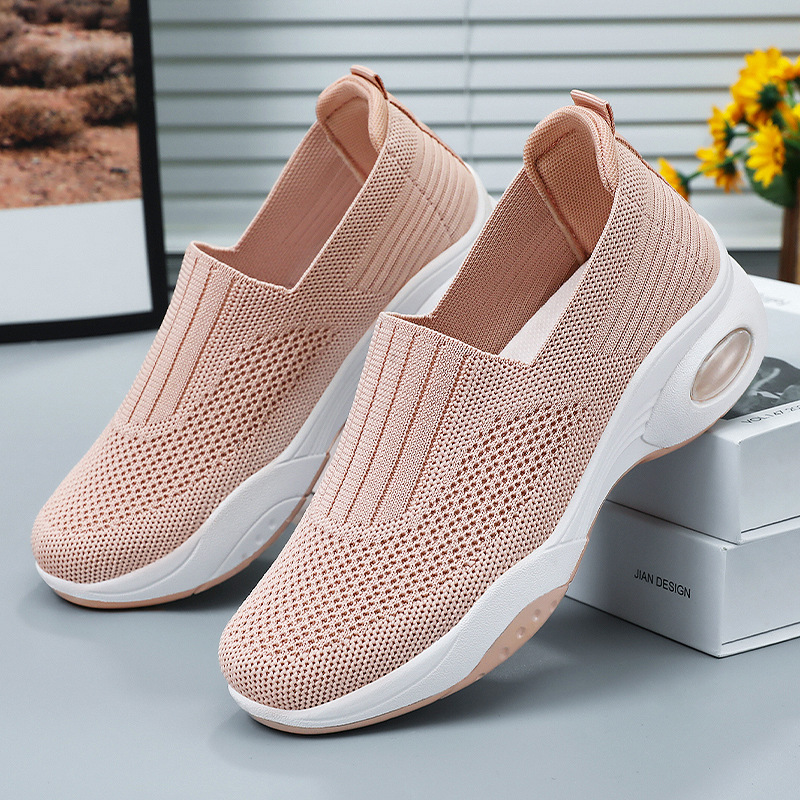 Comercio exterior zapatos de mujer 2024 primavera slip-on gran tamaño transfronterizo solos zapatos planos zapatillas casuales zapatos de malla transpirable de las mujeres