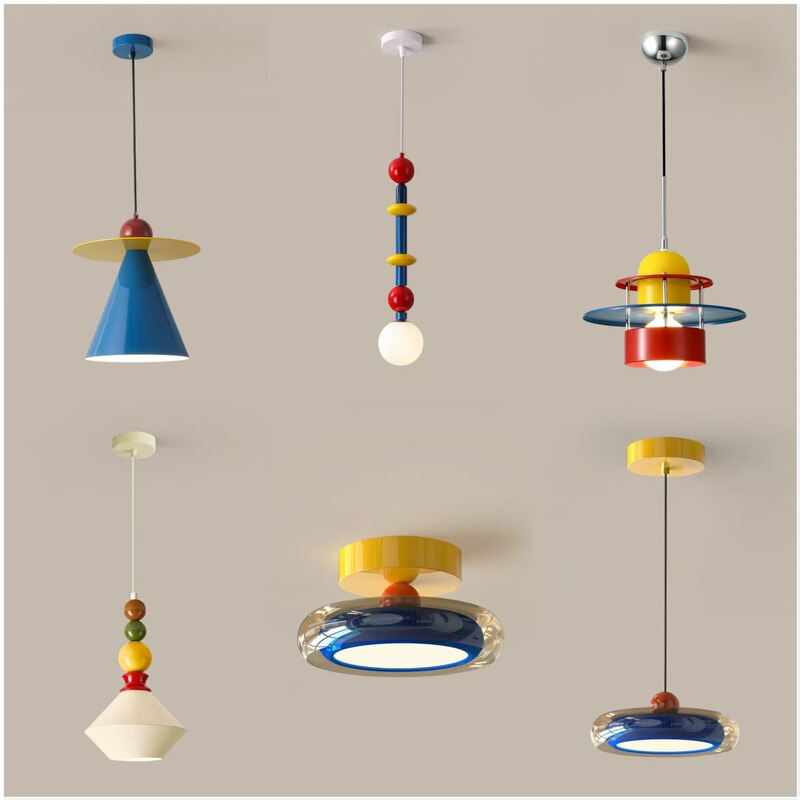 Memphis bedroom bedside glass pendant light, modern minimalist creative colorful dining room bar eye-protecting hanging light fixture Memphis bedroom bedside glass pendant light, modern minimalist creative colorful dining room bar eye-protecting hanging light fixture