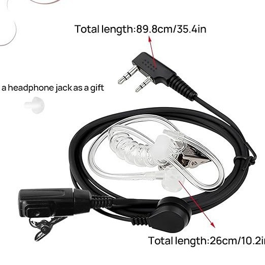 Auriculares para Walkie-Talkie con Tubo de Aire Tipo K 888S 5R Con Cable