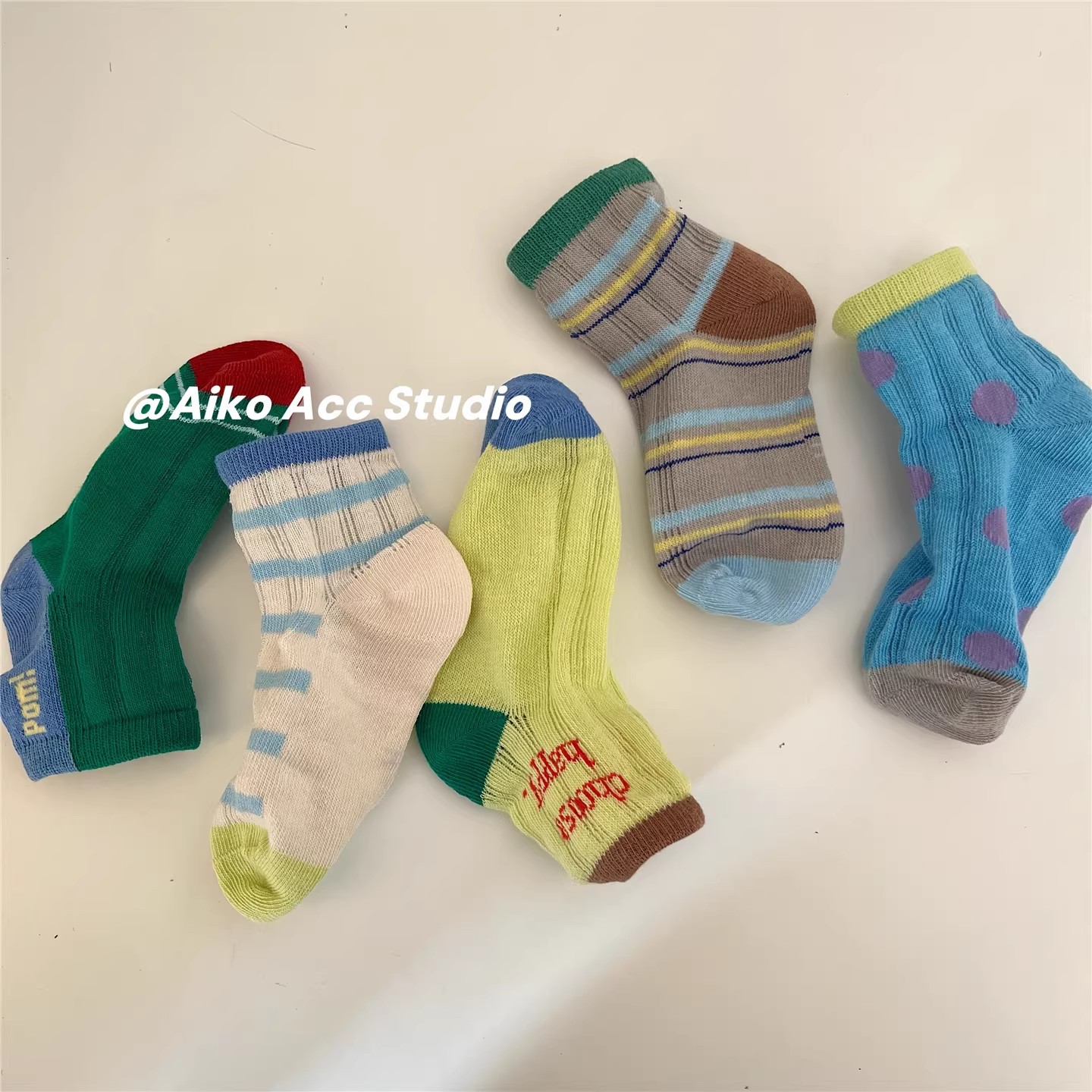 Boys' socks, spring/summer thin, breathable mesh socks, boys' student socks, summer polka dot stripe breathable cotton socks