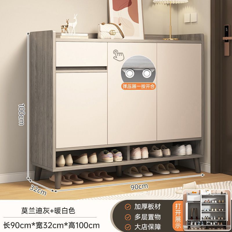 靴キャビネットホームドア 2025 新しいホットスタイル屋内玄関キャビネット一体型収納キャビネット無垢材脚多層靴ラック|undefined