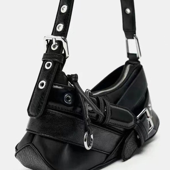 Borsa a spalla stile retrò da donna in nero e marrone chic_voghion.com