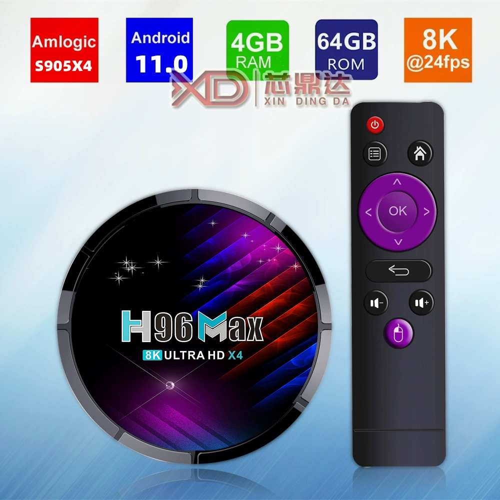 H96 MAX X4 Android сет-топ бокс S905X4 двухдиапазонный Wi‑Fi + BT Android 11.0 ТВ-бокс
