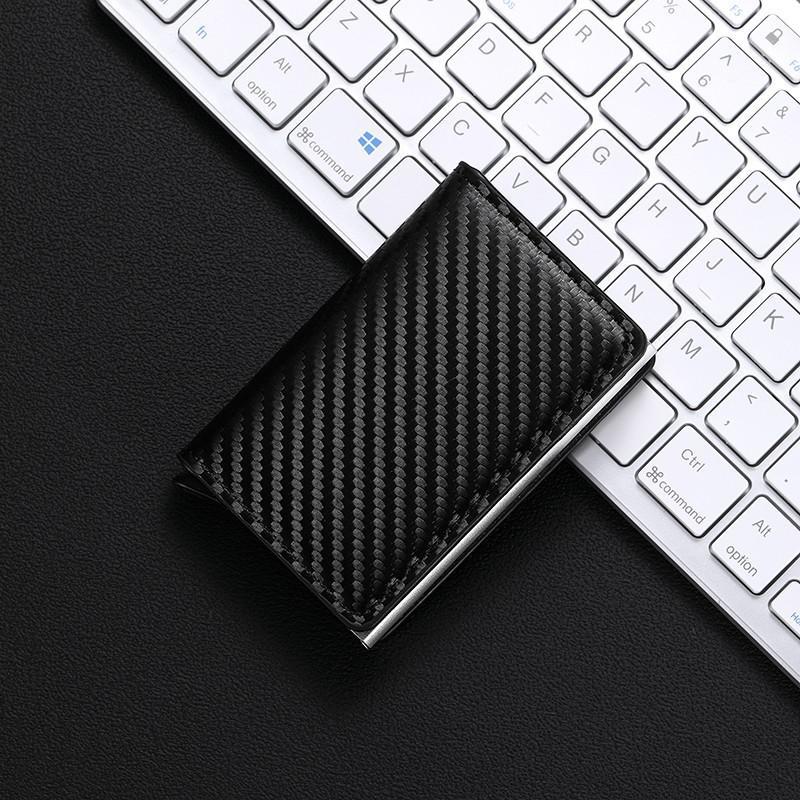 Anti-robo transfronterizo anti-magnético metal elástico bolsa de tarjetas de crédito caja de metal de aluminio para hombres bolsa de tarjetas de plata