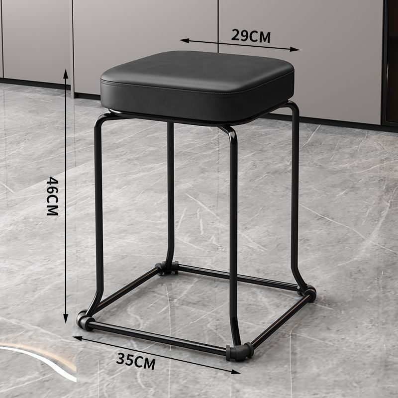 Taburete redondo de envoltura suave, silla de comedor de hierro forjado, taburete cuadrado sólido moderno, taburete de acero apilable para el hogar image 7