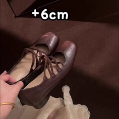 羊皮版~法式真皮交叉带玛丽珍鞋女2025新款复古方头百搭浅口单鞋