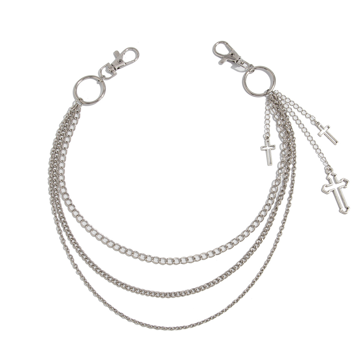 Hip-Hop-Punk-Cross-Metal-Hose, hochwertiges Tragegefühl, Herren-Nischen-Rock-Jeans mit Taillenkette_voghion.com