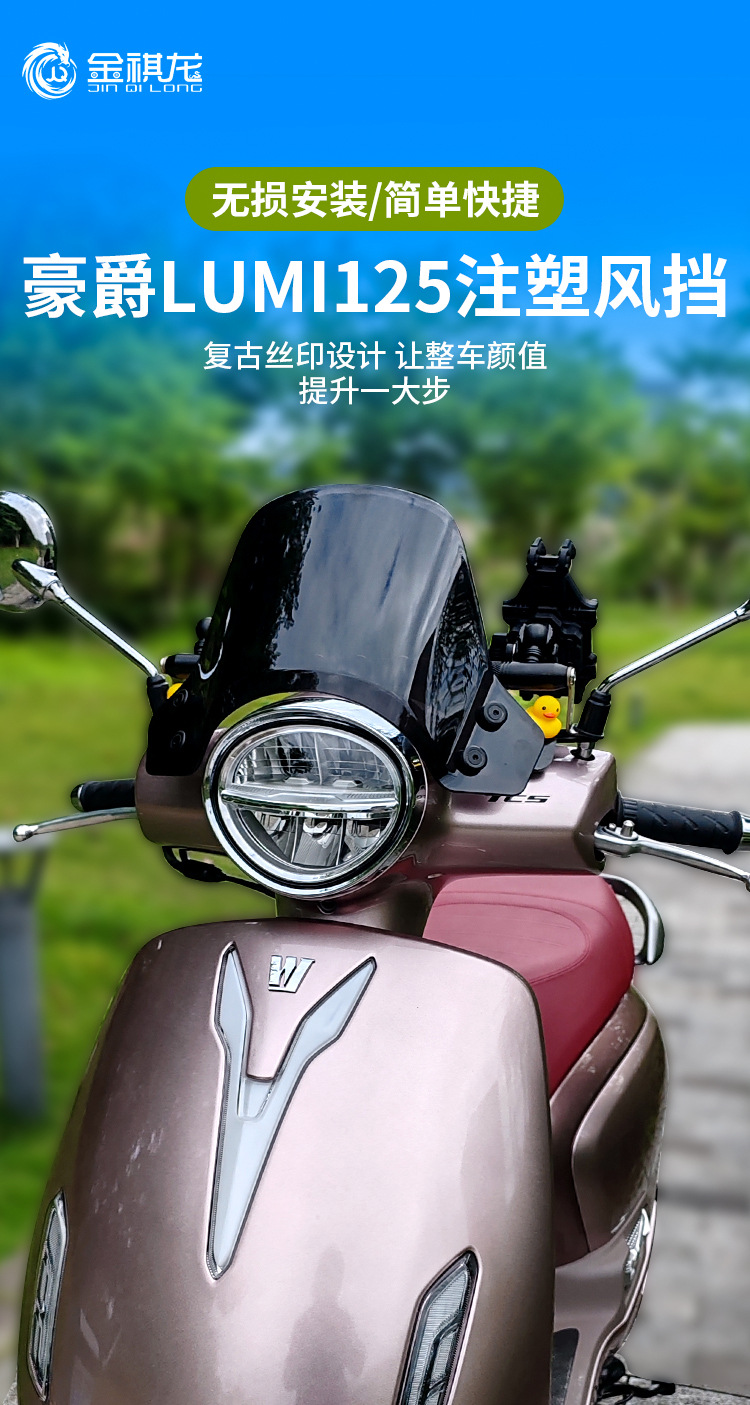 Jinqilong Adapts to Haojue Lumi125 Windshield Modification Accessories Mobile Phone Holder Crossbar Pc Front Windshield Plate