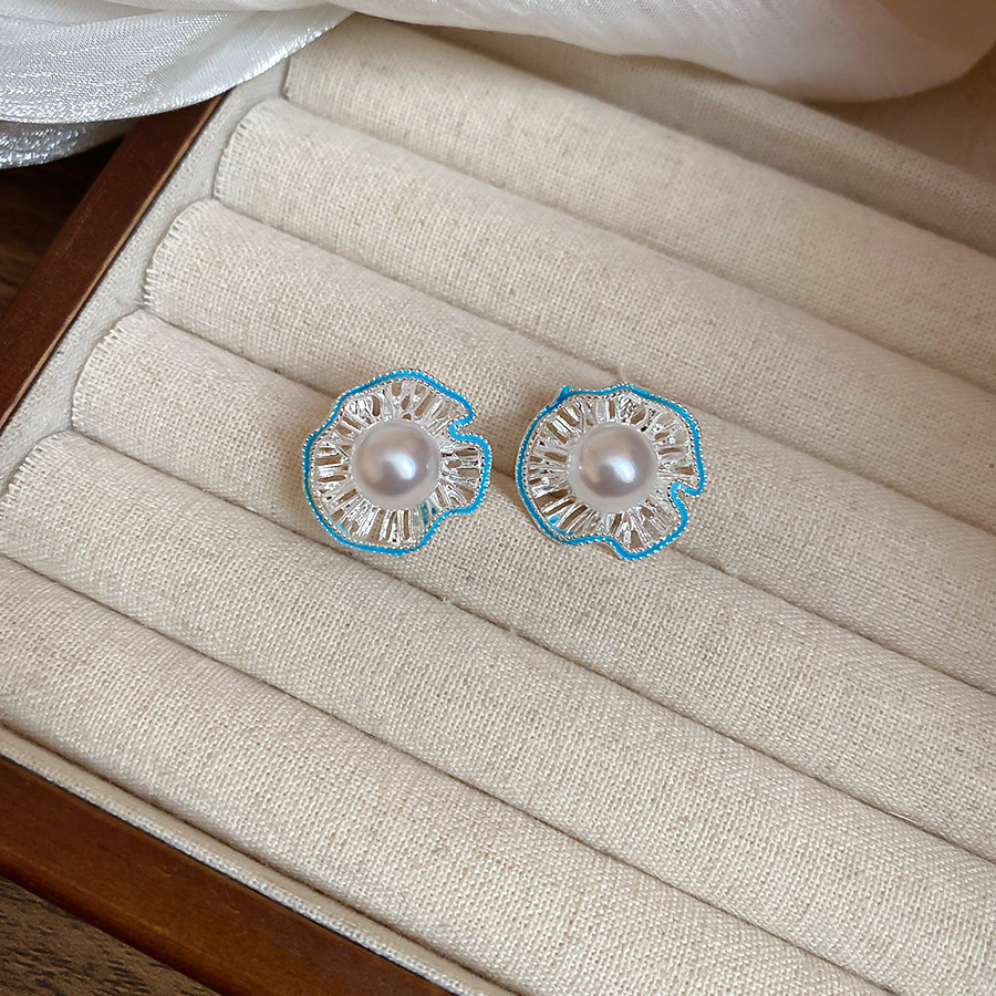 Flores azules vintage medievales pendientes de goteo de aceite ligero lujo alta sensación de joyería Yiwu fábrica al por mayor image 37