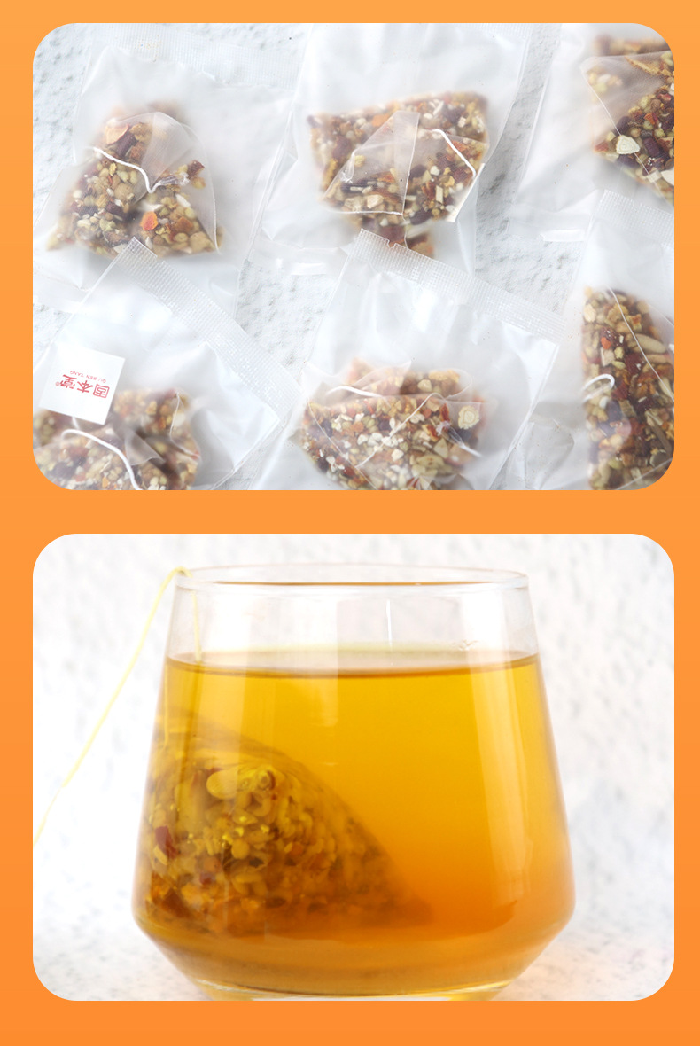Tangerine Peel Adzuki Bean Coix Seed Tea 150g Boxed Herbal Blend Tea Ju Pi Chi Xiao Dou Yi Mi Cha in use