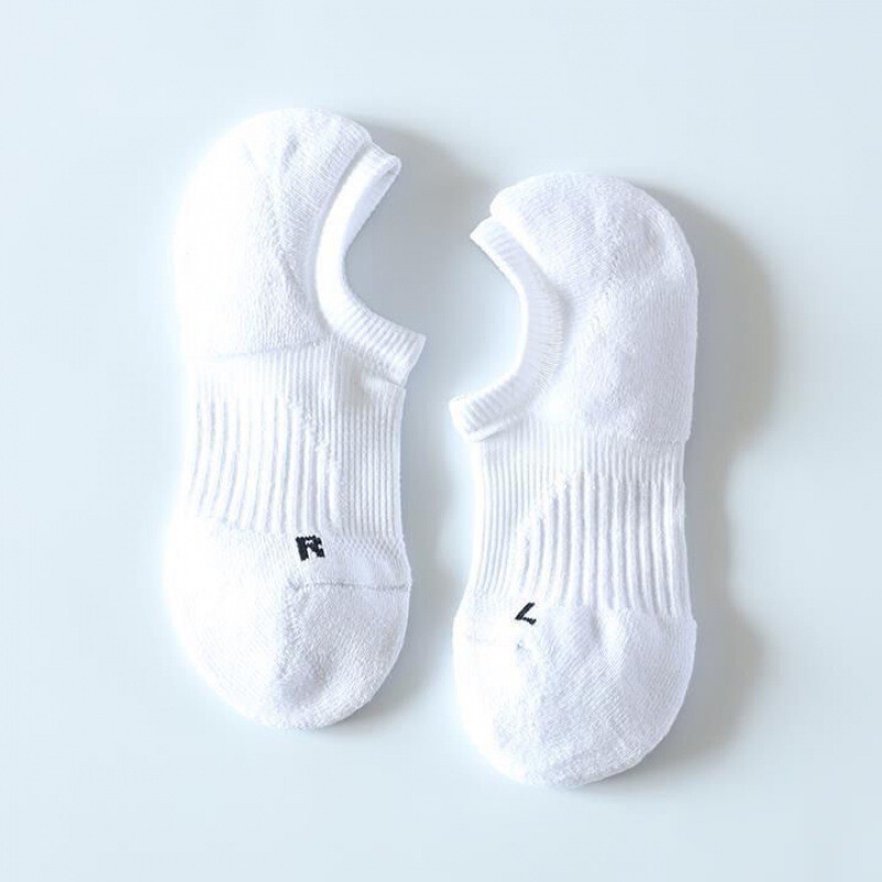 Socks Men's Summer Towel Bottom Thickened Invisible All-match Men's Sports Boat Socks Shallow Mouth Black and White Solid Color Men's Socks