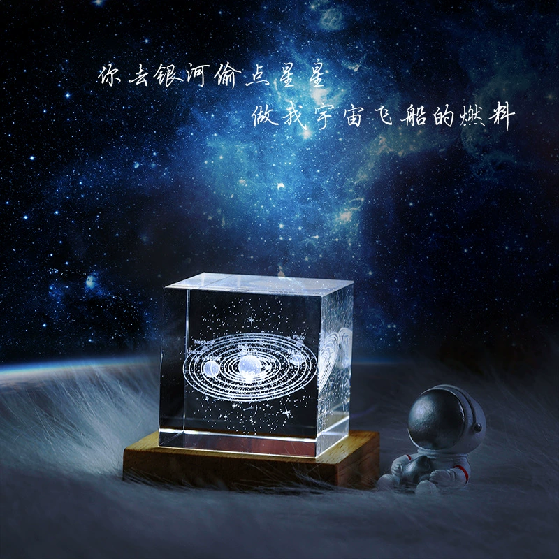 Креативный светящийся хрустальный шар куб внутренняя резьба ремесло офисные украшения для рабочего стола украшения для мальчиков подарки на день рождения