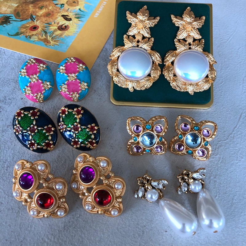 14g Weight 925 Sterling Silver Ear Needle Material No Inlaid Inlay Material Earrings, Ear Studs Classification Travel Occasion Alloy Material Printing Pattern Women'S Gender Fashion Style Grey, Green, Silver Color Fashion Printing Alloy No Inlaid Earrings Ear Studs 无