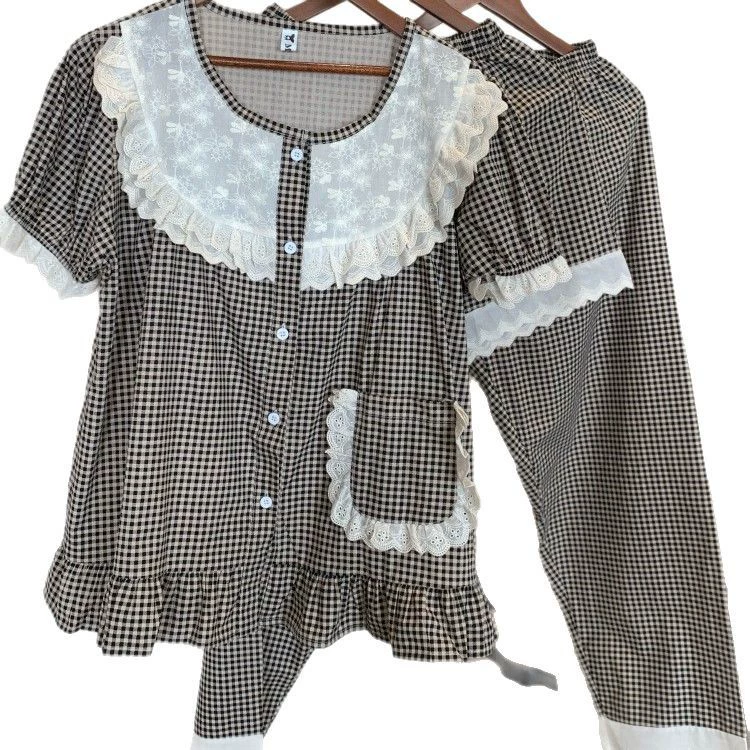 Летний милый свежий дышащий пижамный костюм, корейский стиль, свободный крой, с коротким рукавом