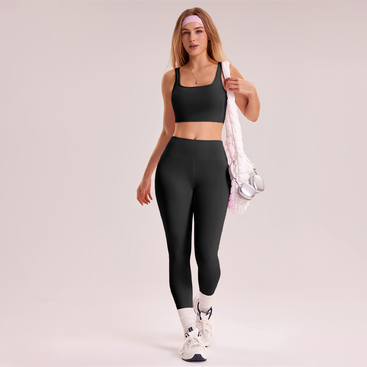 Europa y los Estados Unidos abrasión apretado ropa interior de yoga pantalones set de invierno al aire libre running set de mujeres