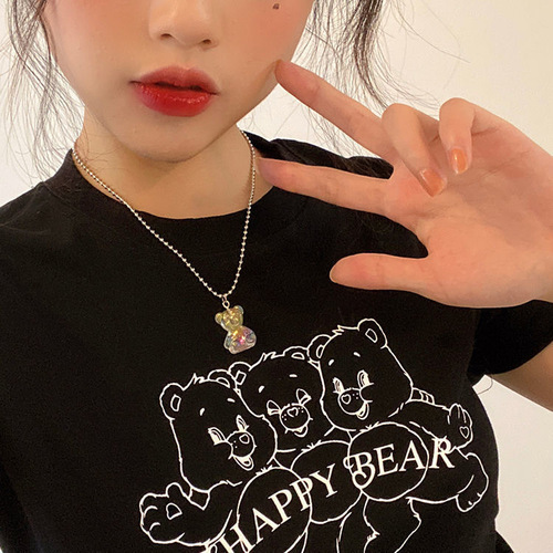 Summer Bear Necklace Unique Design  New Women's Japanese and Korean Sweet Cool Clavicle Chain Accessory Ins Necklace