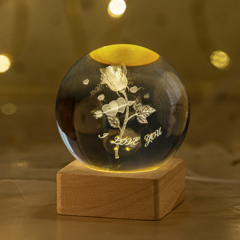 Valentine's Day Gift Crystal Ball Night Light Desk Decor Milky Way Solar System Series, Perfect for Friends' Birthday Gifts