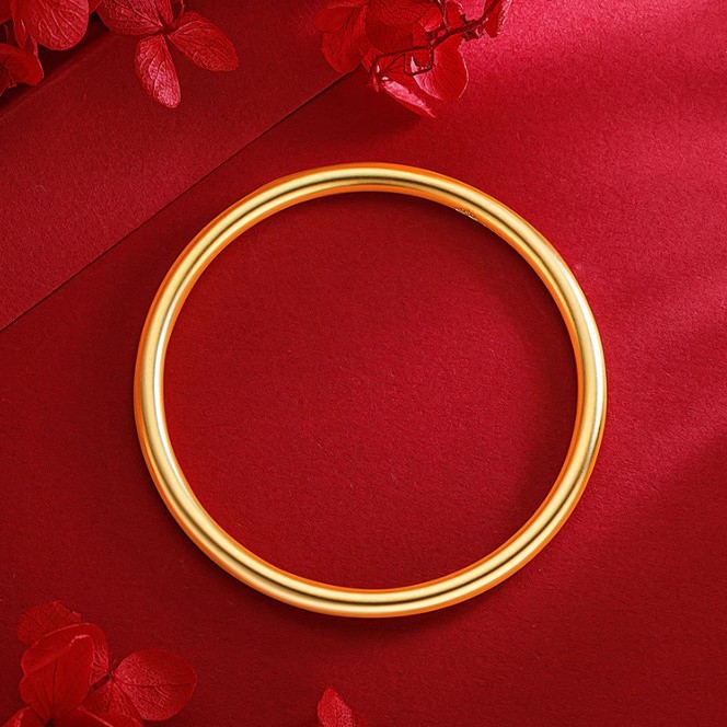 小红书同款仿黄金色古法传承4mm素圈闭口手镯 复古中国风手环批发