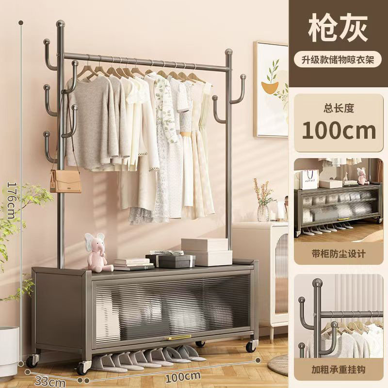 Percha de ropa de piso portable doméstica lujosa ligera móvil con armario de almacenamiento percha de ropa percha de sombrero