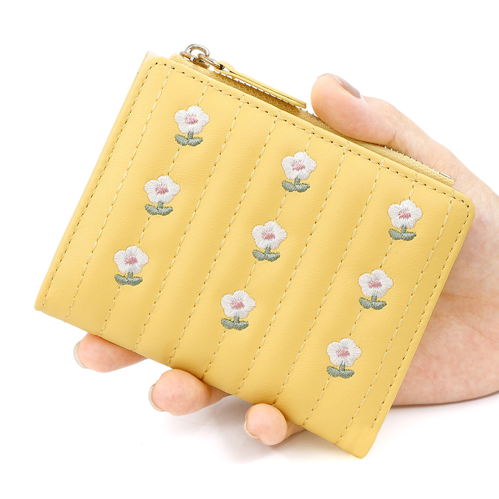 Nueva billetera corta de moda coreana linda borrada billetera corta simple bolsa de tarjetas de cambio de descuento