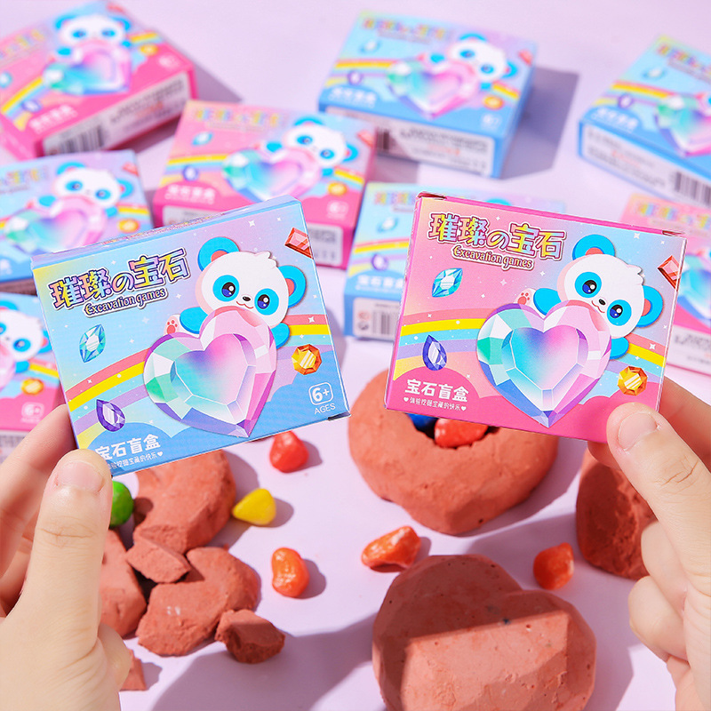 Archaeological Excavation Gem Kidsren's Handmade DIY Excavation Fossil Toy Girl Heart Gem Blind Box Treasure Hunt Treasure
