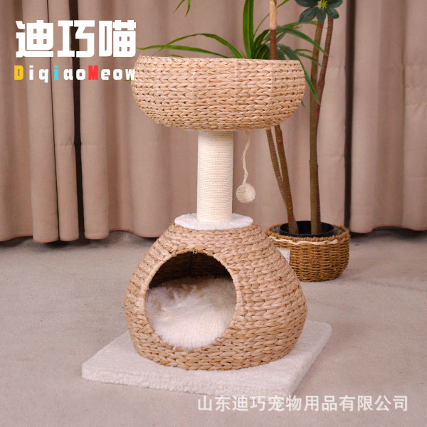 Pequeño marco de escalada para gatos tejido de ratán, columna de escalada para gatos, nido para mascotas tejido, marco de escalada para gatos, nido para gatos, árbol para gatos, venta directa de fábrica, escalada para gatos