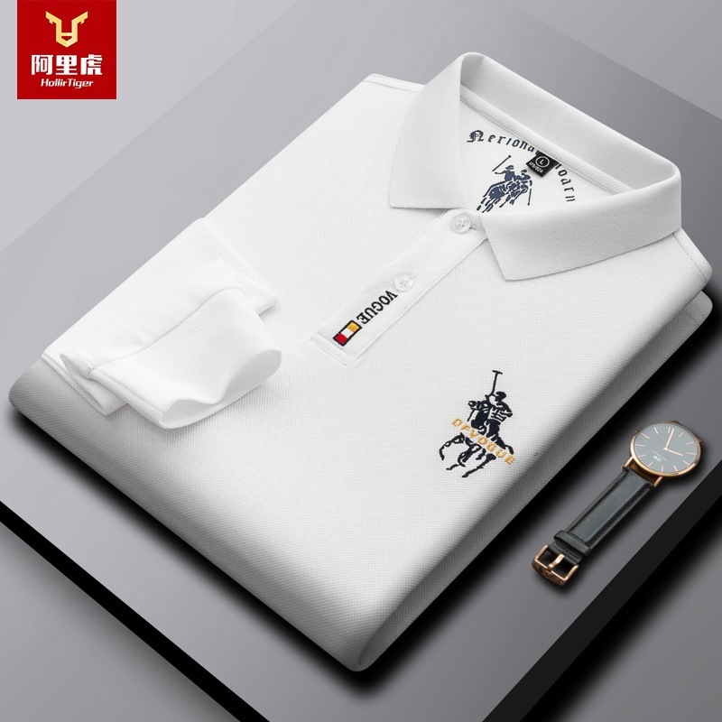 阿里虎男装保罗翻领体恤男式新款宽松刺绣纯棉休闲时尚男士polo衫