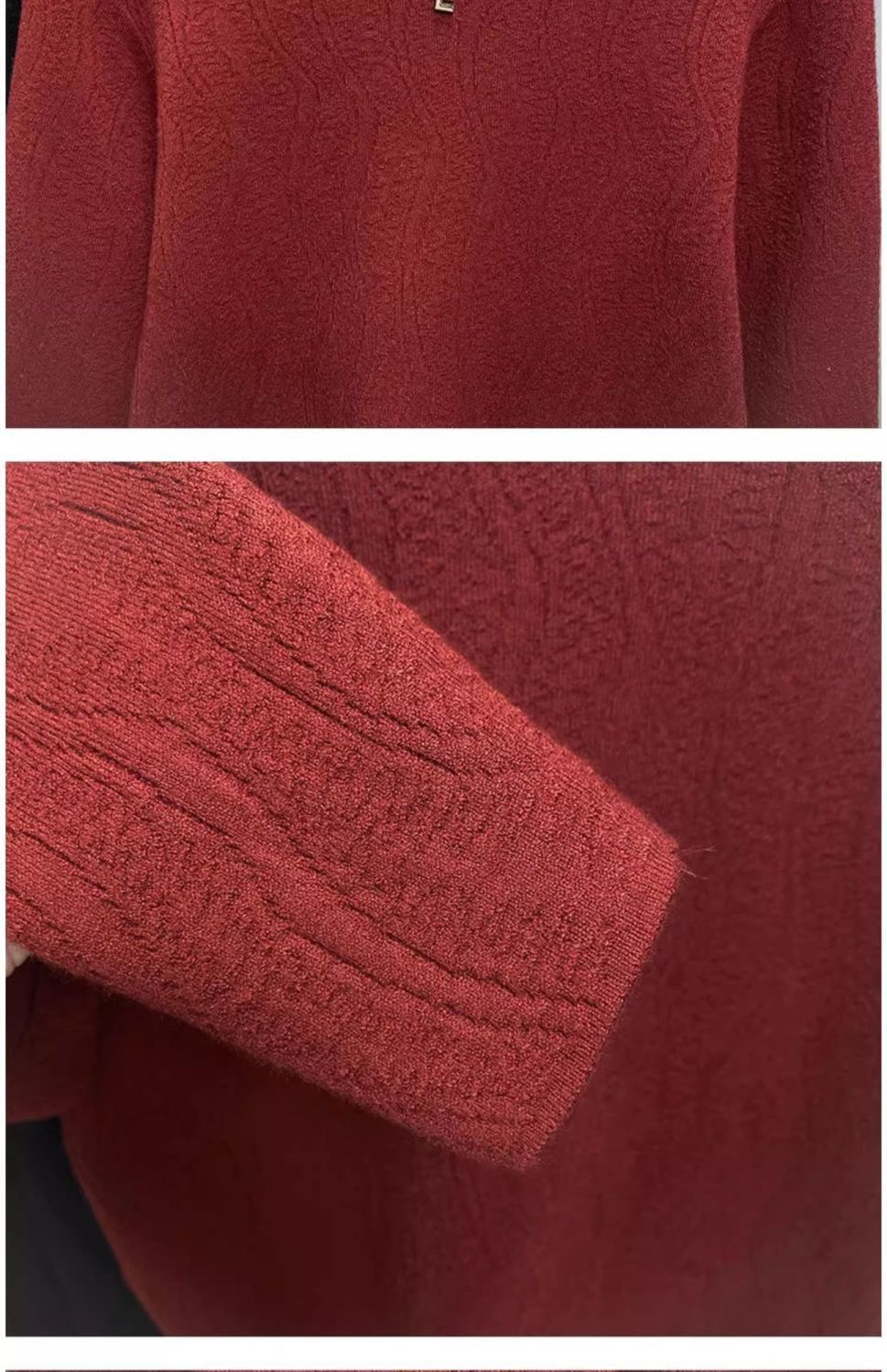 Damen-Fleece-gefütterter Strickpullover – Halbhoher Rollkragen, dickes Winter-Thermooberteil (Weiß, Schwarz, Beige, Khaki, Grau, Rot, Camel, Braun)_voghion.com