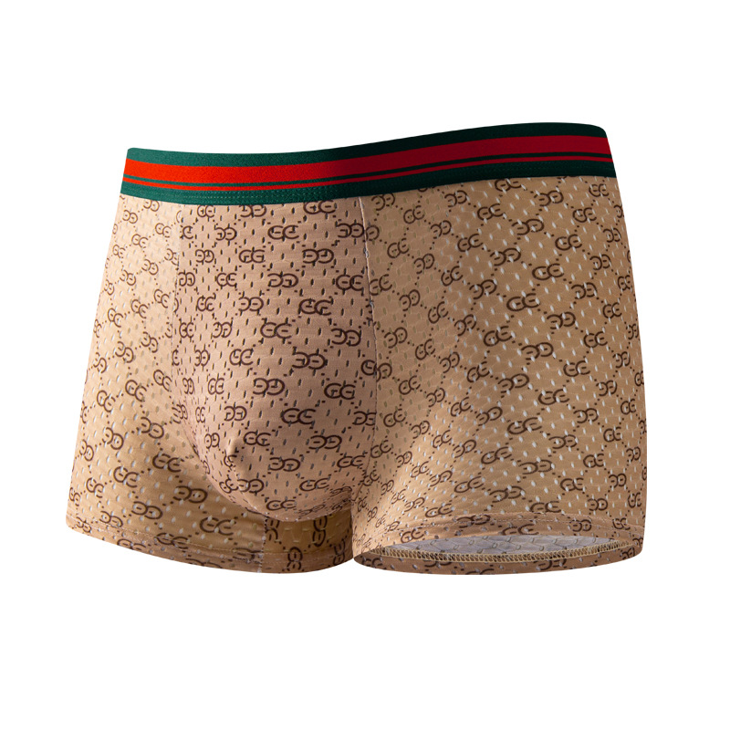 Ropa interior de los hombres de seda de hielo de los hombres de la entrepierna antibacteriana sin costura deportes más tamaño cuatro esquinas de verano cortos Boxer delgados hombres