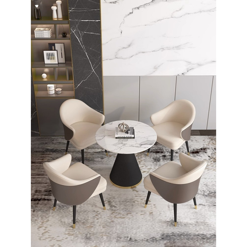 Hotel de lujo ligero mesa de negociación de alta calidad combinación de mesa redonda pequeña mesa de recepción de invitados celebridades en línea mesa de negociación de negocios