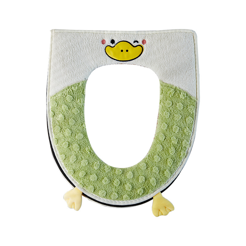 Alfombrilla de inodoro de otoño e invierno, engrosamiento para el hogar, nueva funda de inodoro, cojín de inodoro de dibujos animados con cremallera universal de cuatro estaciones