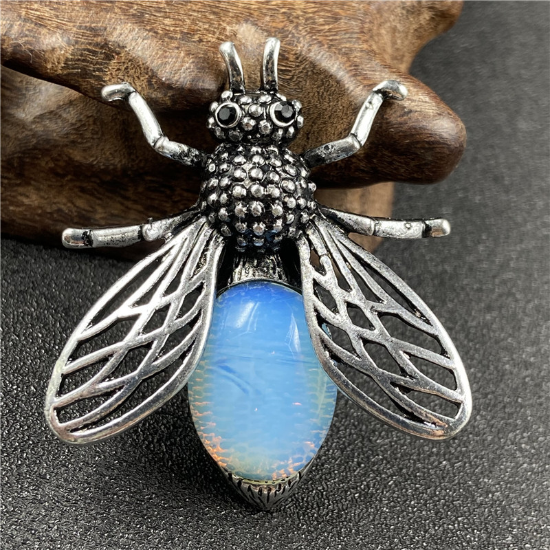 20g Weight Agate Material Polishing Design White, Purple, Blue, Gold Color Little Bee Inlaid Gemstone Necklace Brooch Accessories Corsage 8