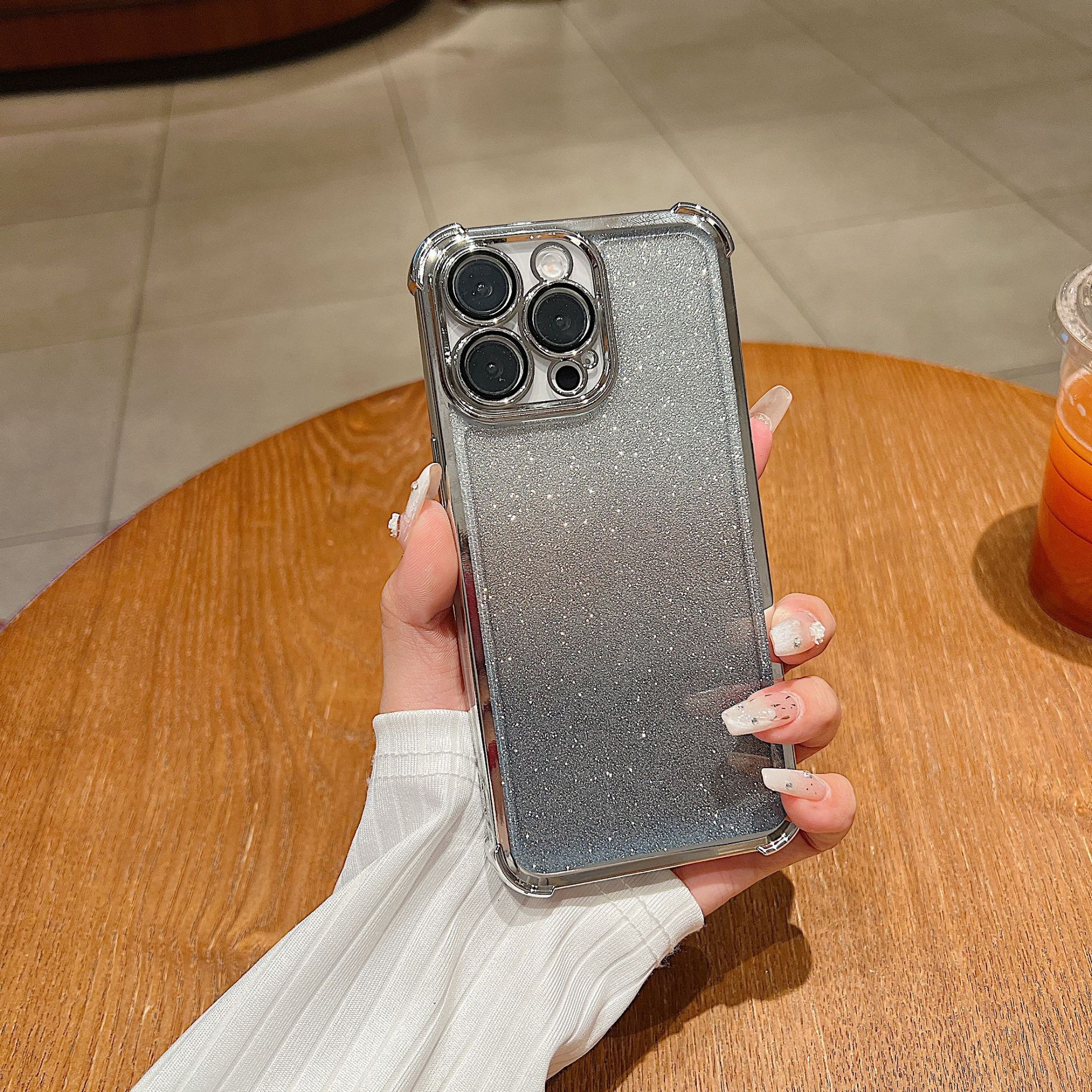 Glitter Protective Phone Case For Iphone With Transparent Lens Film_voghion.com