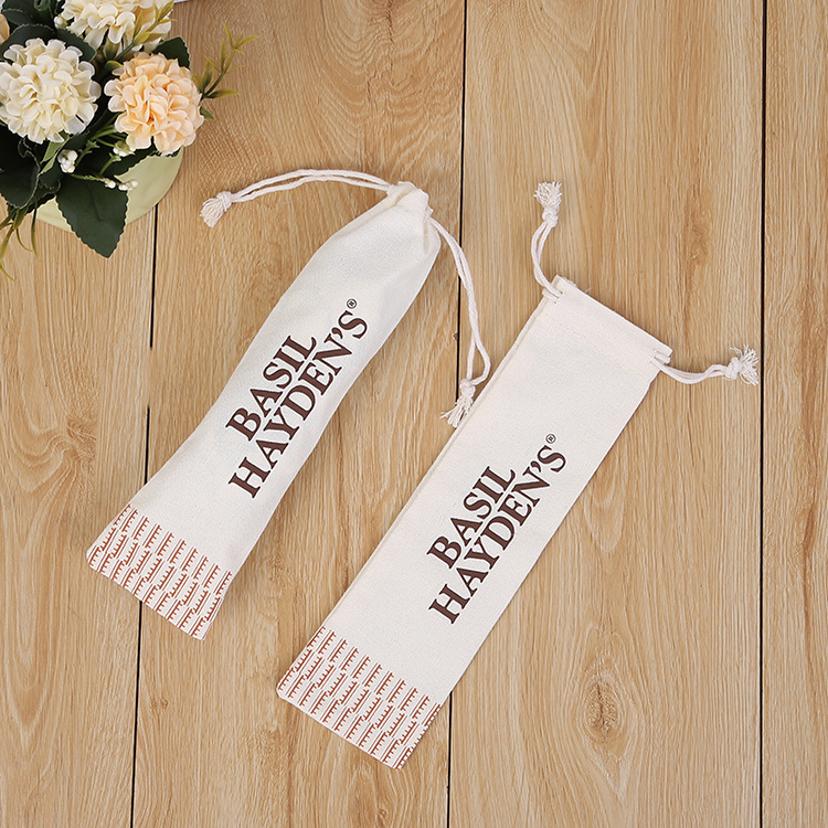 双色棉布束口袋定 制帆布收纳袋拉绳棉布吸管抽绳袋定 制可印logo