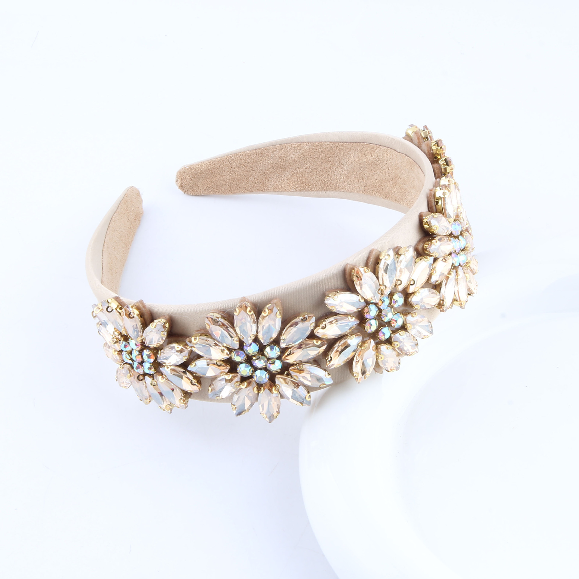 Retro Flower Rhinestone Sponge Hair Band display picture 3