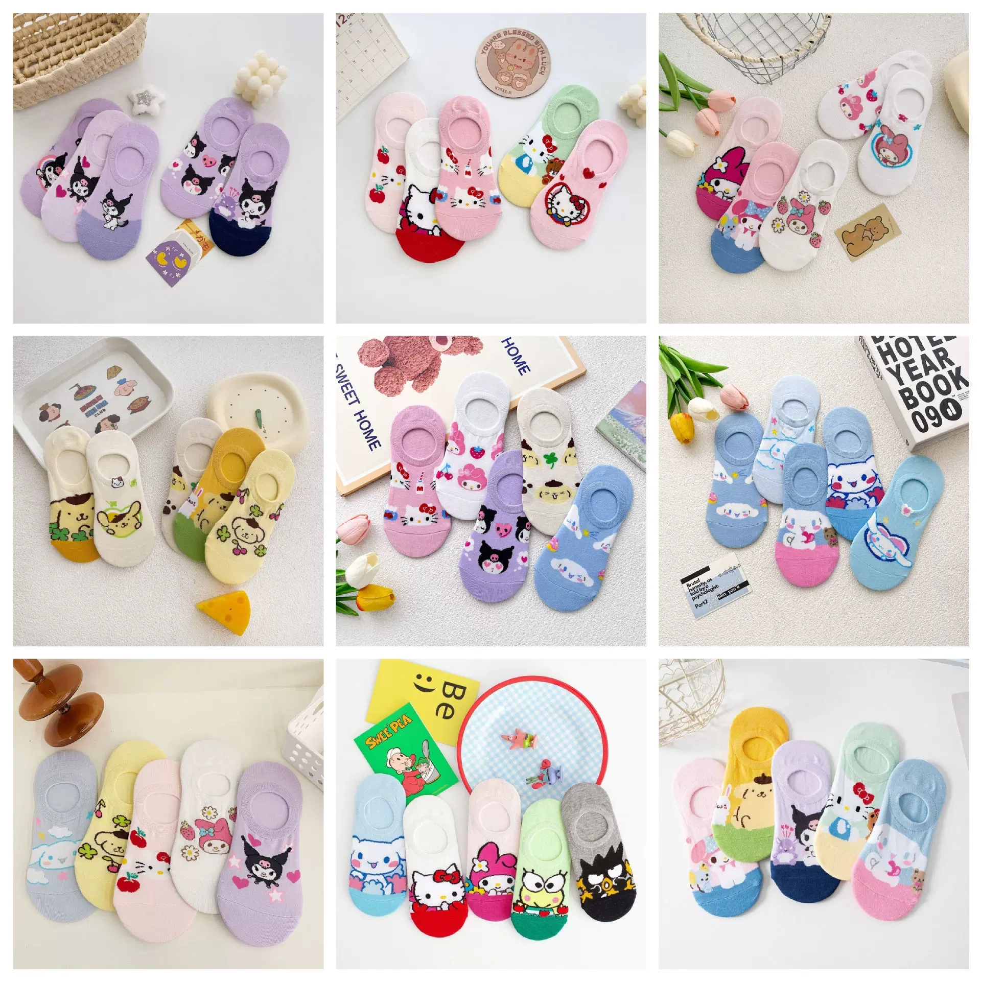 跨境款  韩袜集合 卡通隐形袜 防滑硅胶  200N  高品质棉袜