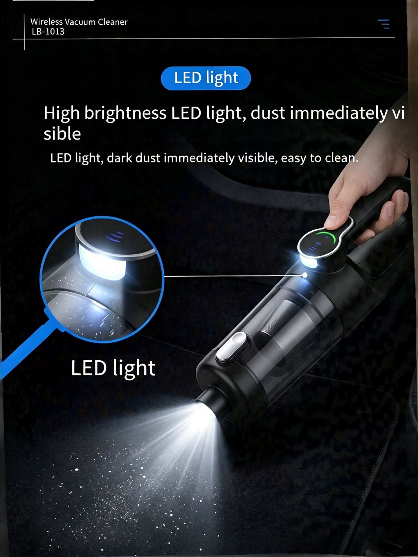 Car Vacuum Cleaner Car Wireless Charging Car Home Handheld 120W High Power Suction Wet and Dry Cross Border
