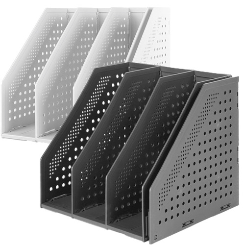 Deli four-link file rack foldable desktop storage box file organizer bookstand bookshelf A4 three-column file basket