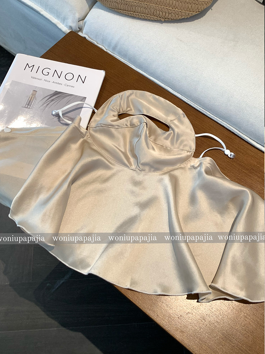Máscara solar de seda para mujeres 100% máscara anti-UV verano cuello transpirable ciclismo cara Gini