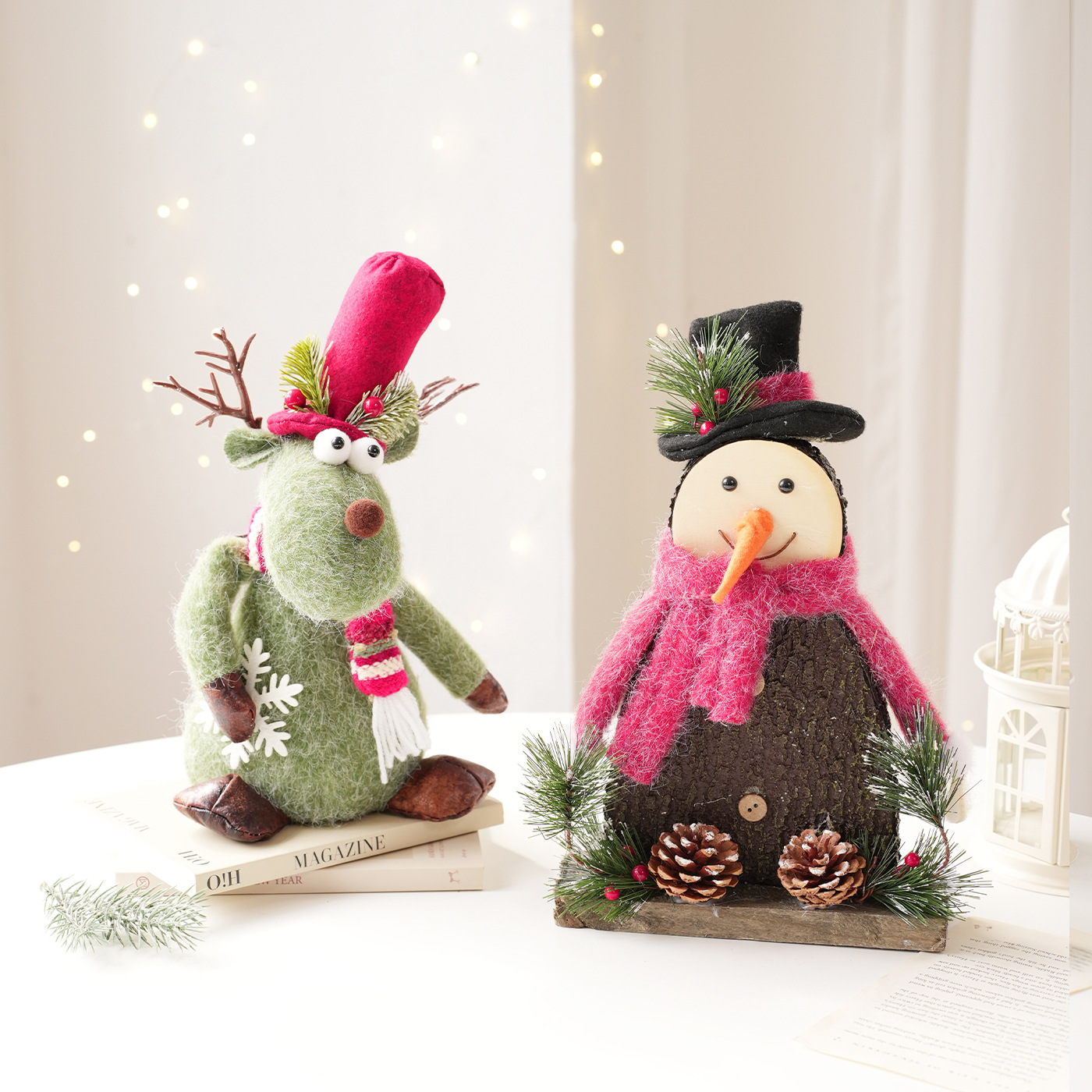 Nuevos productos Santa decoración de escritorio fieltro espuma ciervo muñeca muñeca muñeca de nieve diseño de escena decorativa creativa